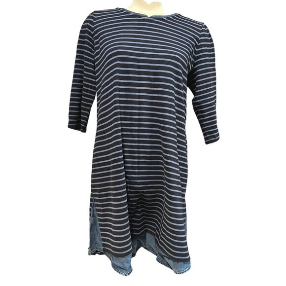 J. JIll Notched Neck Striped 3/4 Sleeve Casual Denim Lined Sheath Dress Sz Mediu - Picture 6 of 16